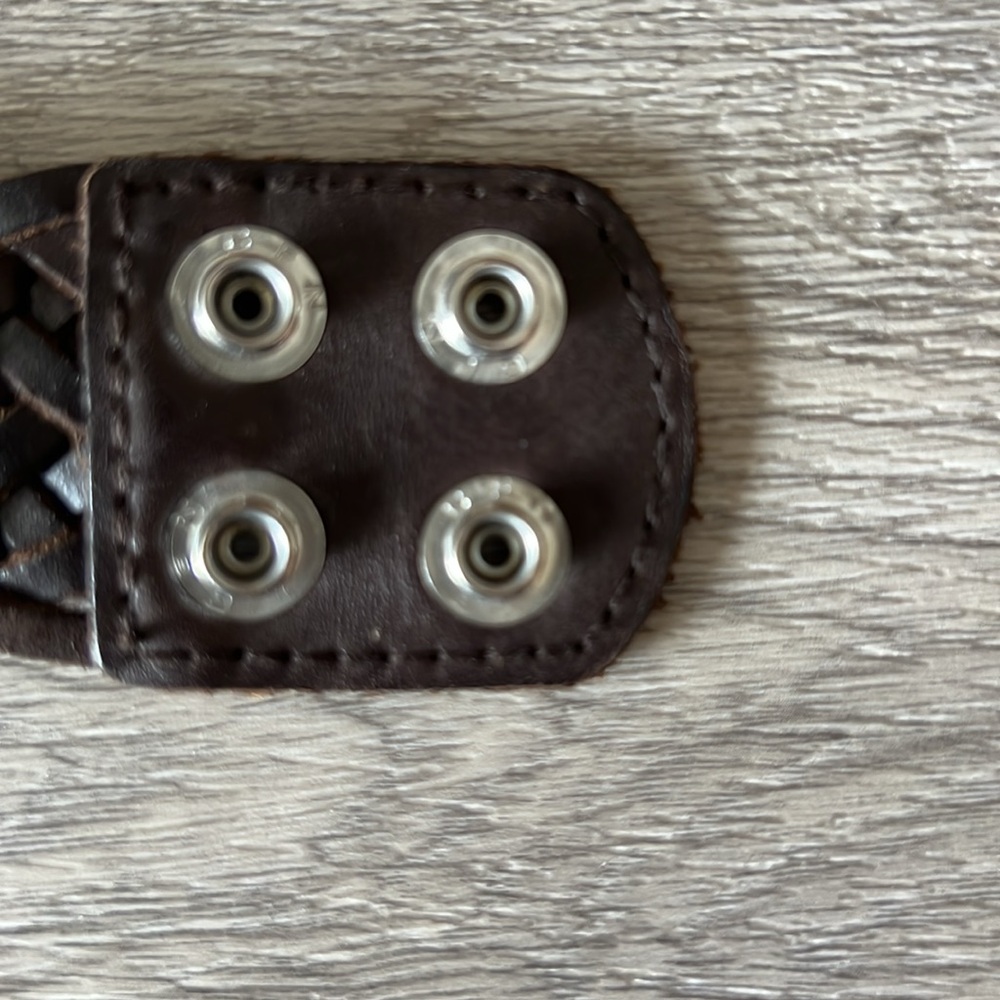 Woven Leather Cuff Bracelet Brown Silver Reversible Unisex Wide Statement Band - Picture 8 of 10